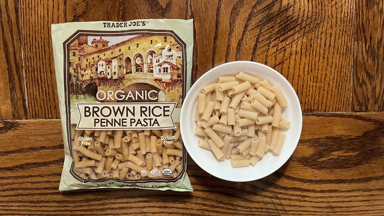 trader joe's pasta and package on table