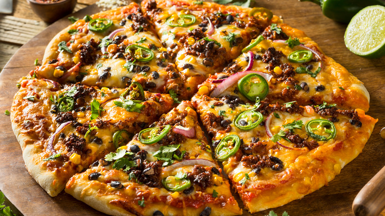 Mexican pizza with chorizo