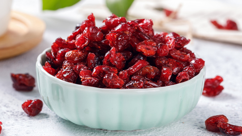 Dried cranberries in a bowl