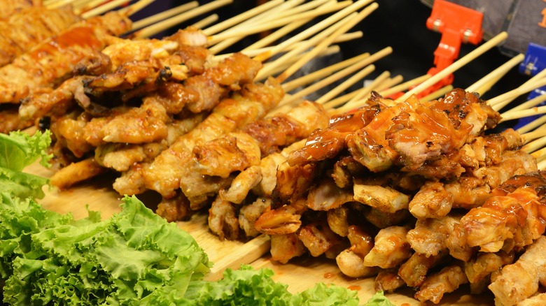 alligator meat on skewers