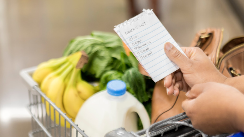 Grocery list at the store