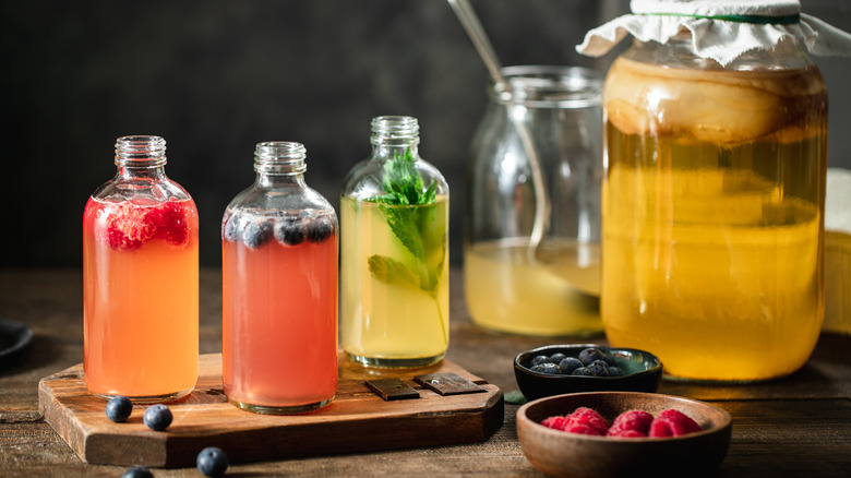 bottles of kombucha tea