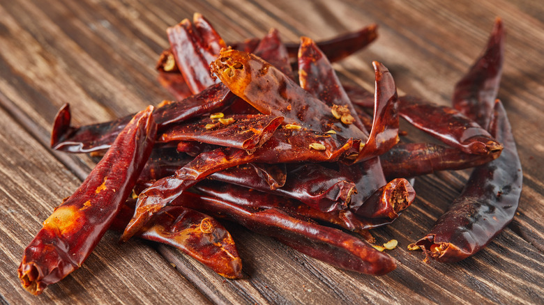 chili peppers on table