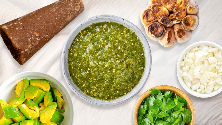 salsa verde with ingredients