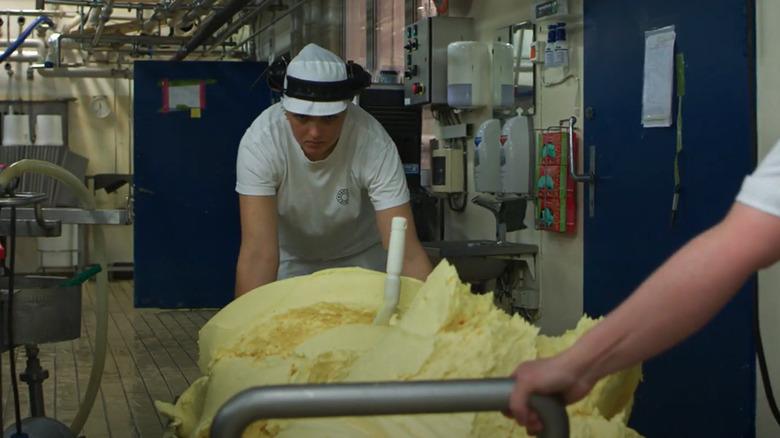 Norwegian Røros Smør being made in factory