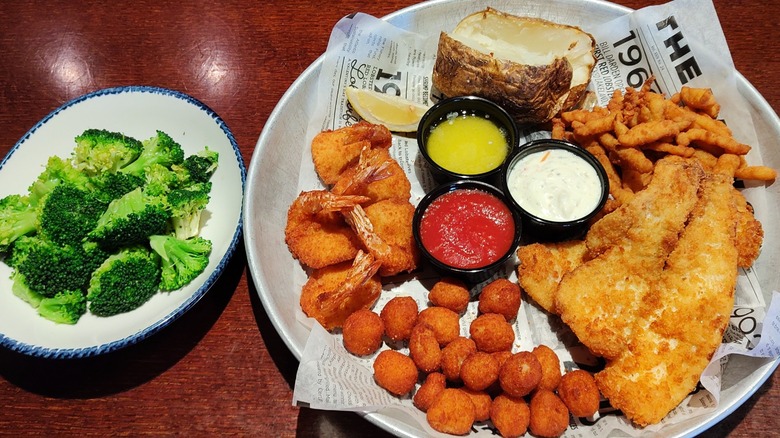 fried seafood side broccoli