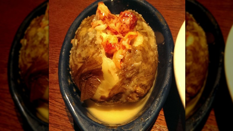 baked potato with lobster