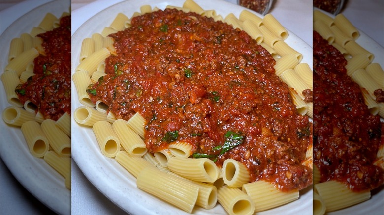 Bolognese in white dish