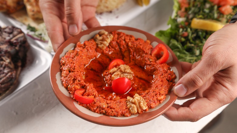 muhammara dip with walnuts