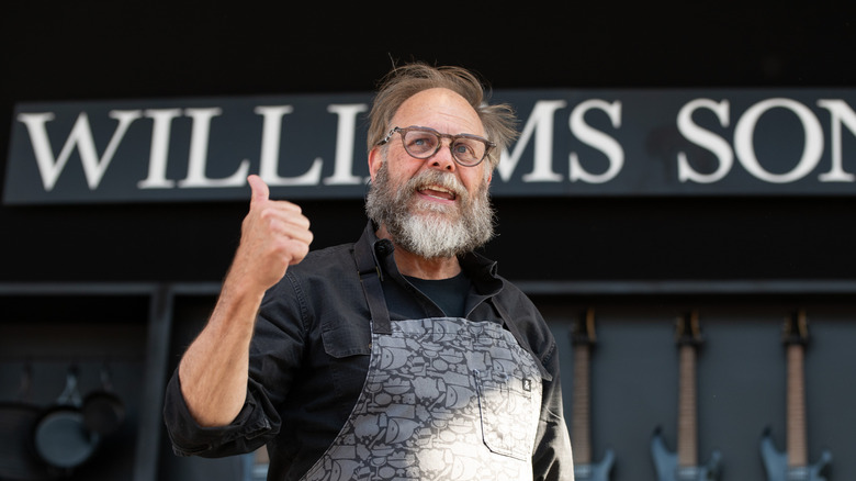 Alton Brown speaking at event