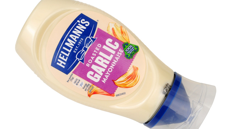 Bottle of Hellmann's roasted garlic mayonnaise