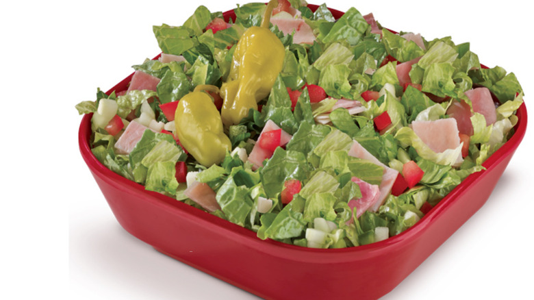 lettuce, peppers, and ham salad