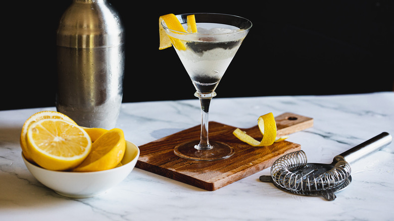 vesper martini with orange slices