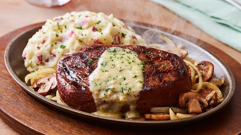 Applebee's Bourbon Street Steak on a plate