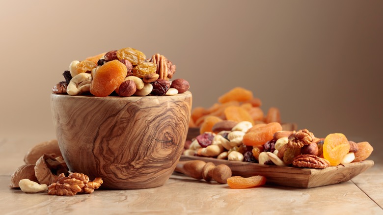 Bowl of dried fruit, nuts