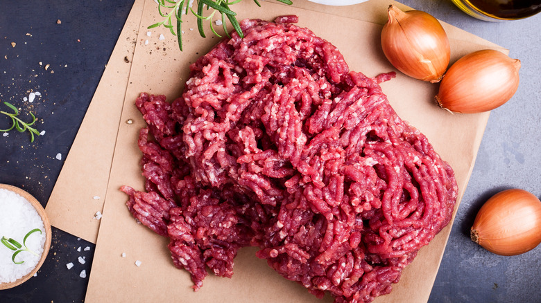 pile of raw ground meat