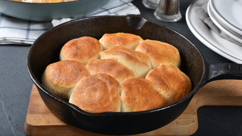 Biscuits in cast-iron skillet