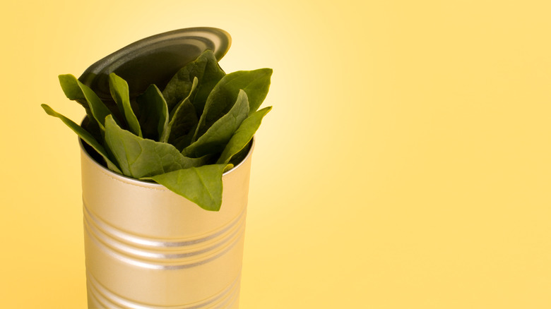 spinach can yellow background 