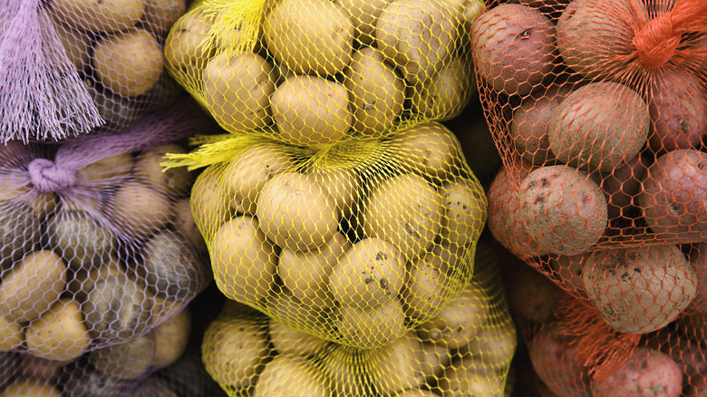 Potatoes in mesh bags