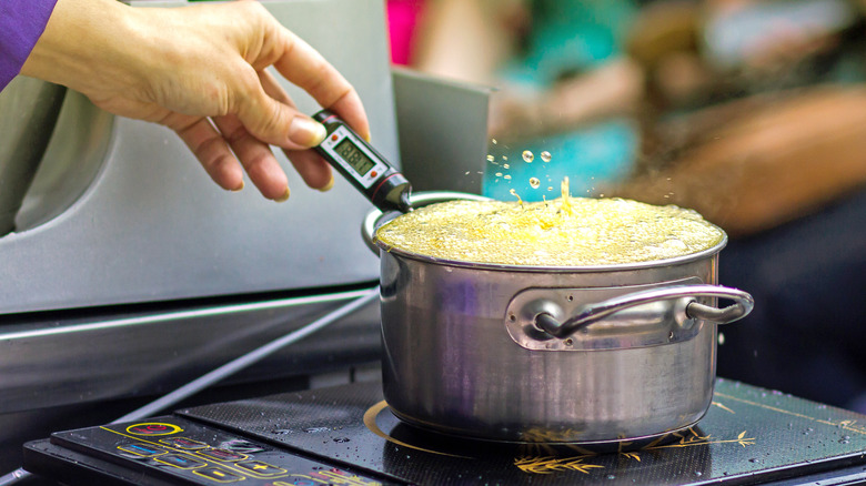 Sugar bubbling in pot