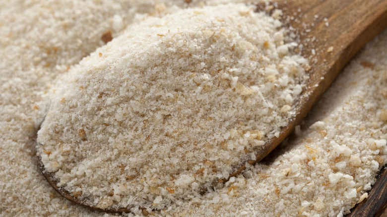 wooden spoon and bread crumbs