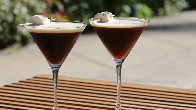 marshmallow garnish on espresso martinis outside