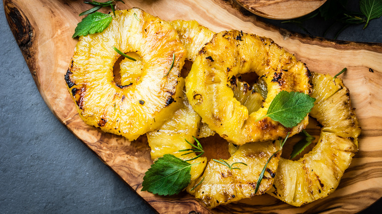 Pineapple rings with crispy tops