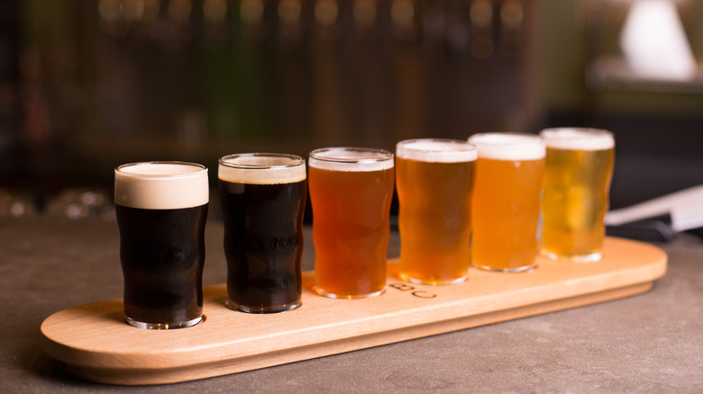 flight of various beer styles