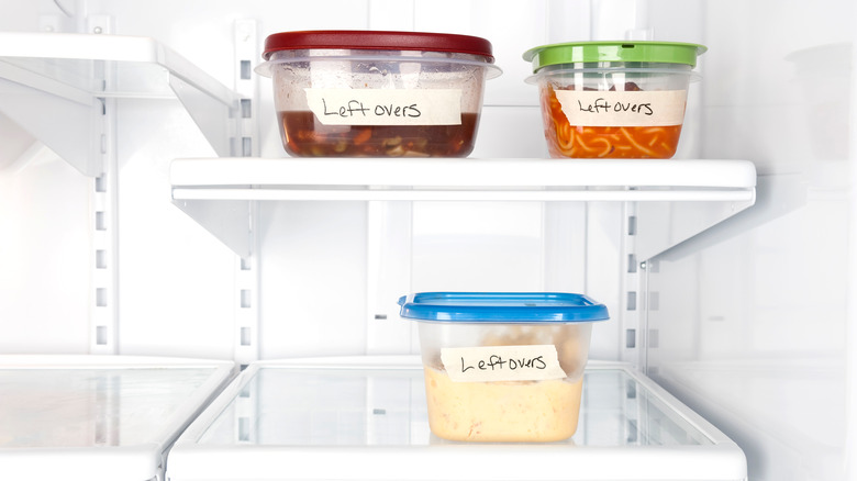 Leftovers in Tupperware in fridge