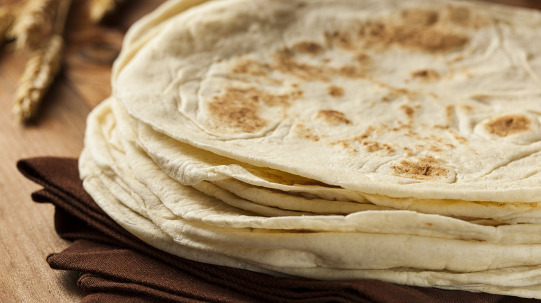 Flour tortillas in a pile