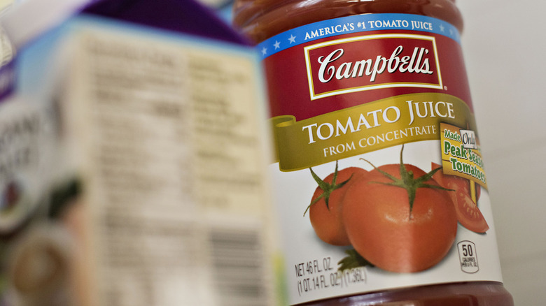 bottle of campbell's tomato juice