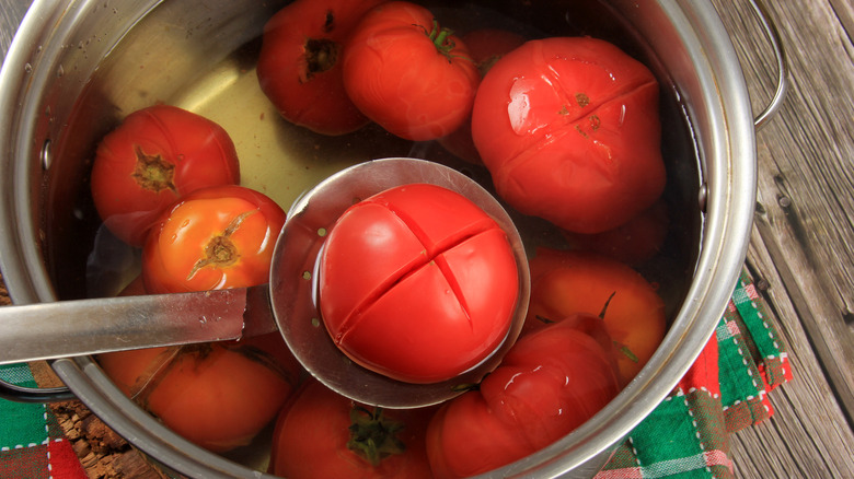 blanching tomatoes to remove skins