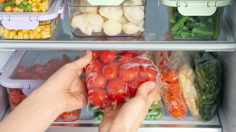 containers of frozen vegetables 