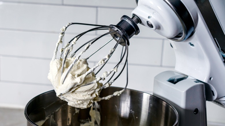 Whipped heavy cream in stand mixer