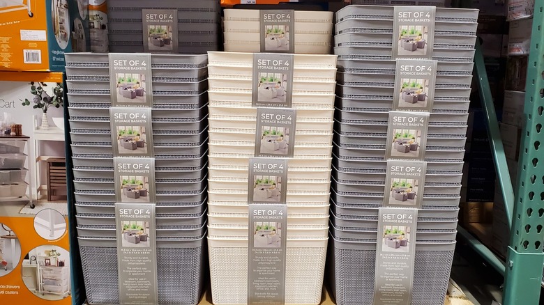 Lifetime Storage Baskets stacked at Costco