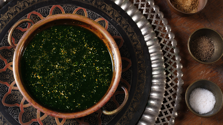 ornate bowl with melokhia