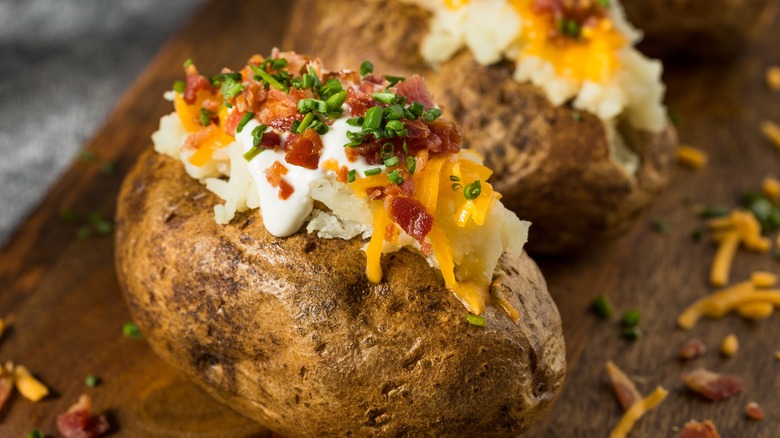 Two stuffed baked potatoes