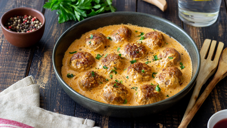 Swedish meatballs in a pot