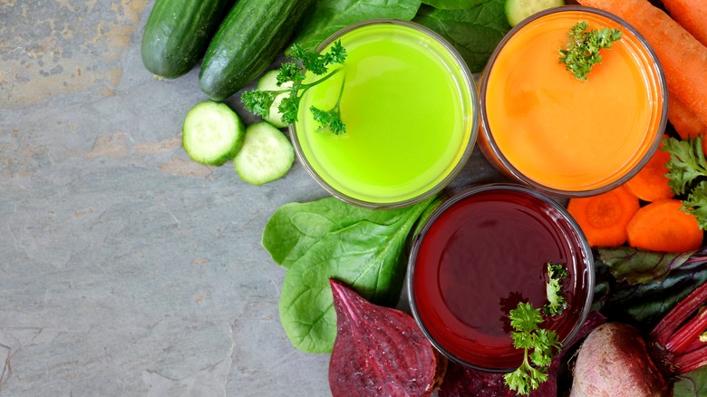 Variety of vegetable juices