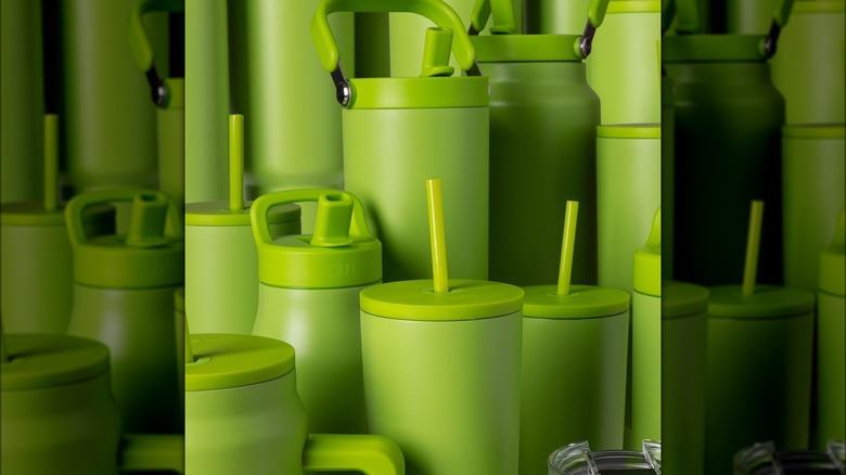 Green water bottle assortment