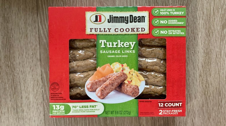 Jimmy Dean Sausages on table