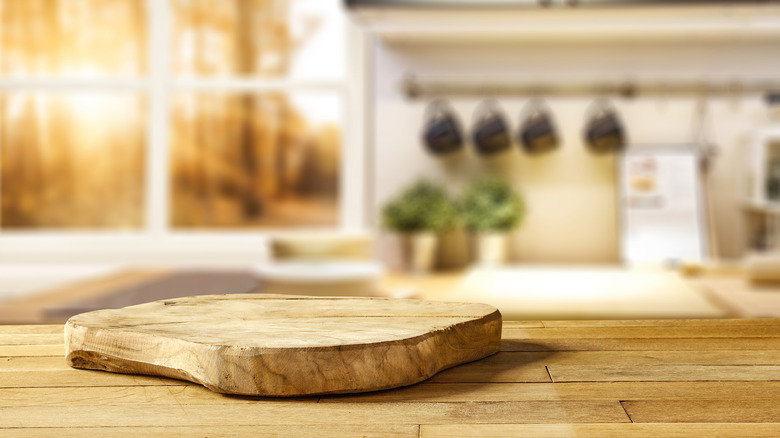 Kitchen counter with cutting board