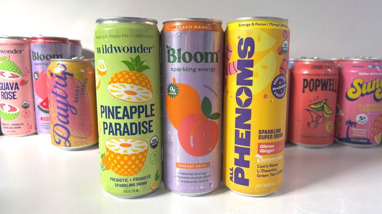 Wildwonder, Bloom, and All Phenoms can lined up on white table
