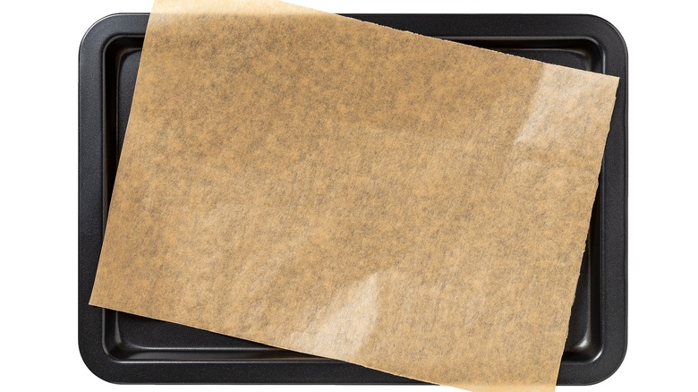 Parchment paper on cookie sheet