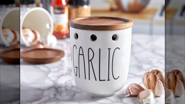 A Dayyet garlic keeper on the counter