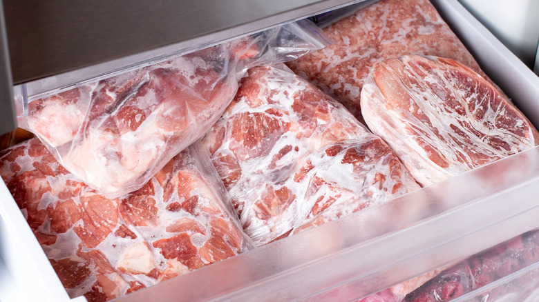 Packaged frozen red meat