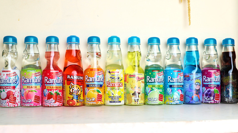 Every bottle of Ramune flavor lined up