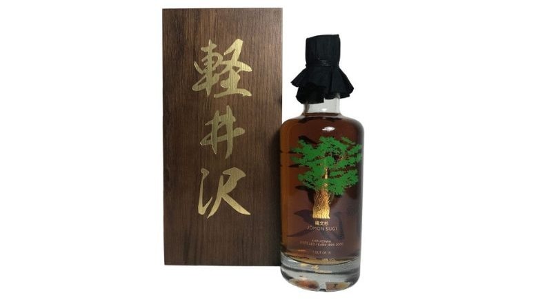 whisky bottle with tree label