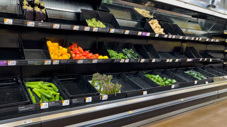 Empty produce shelves