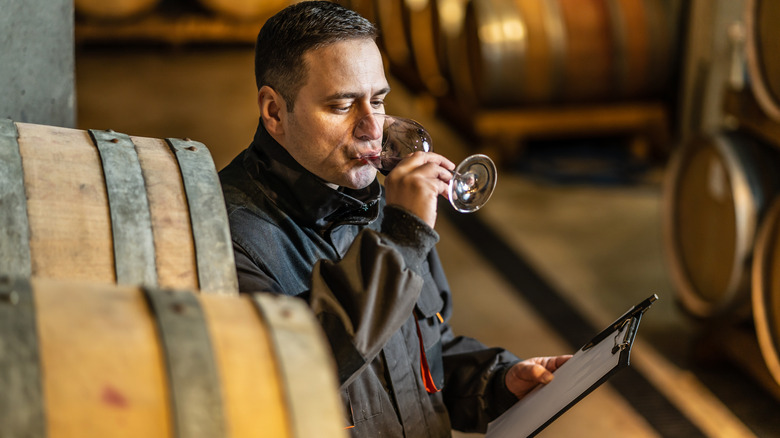 Winemaker in a cellar